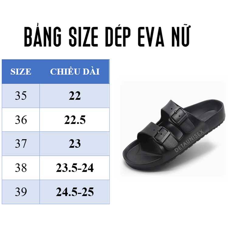 Dép nữ quai ngang đi mưa, đi biển chât liệu EVA siêu nhẹ cho dân Văn Phòng màu ĐEN - DETA26D