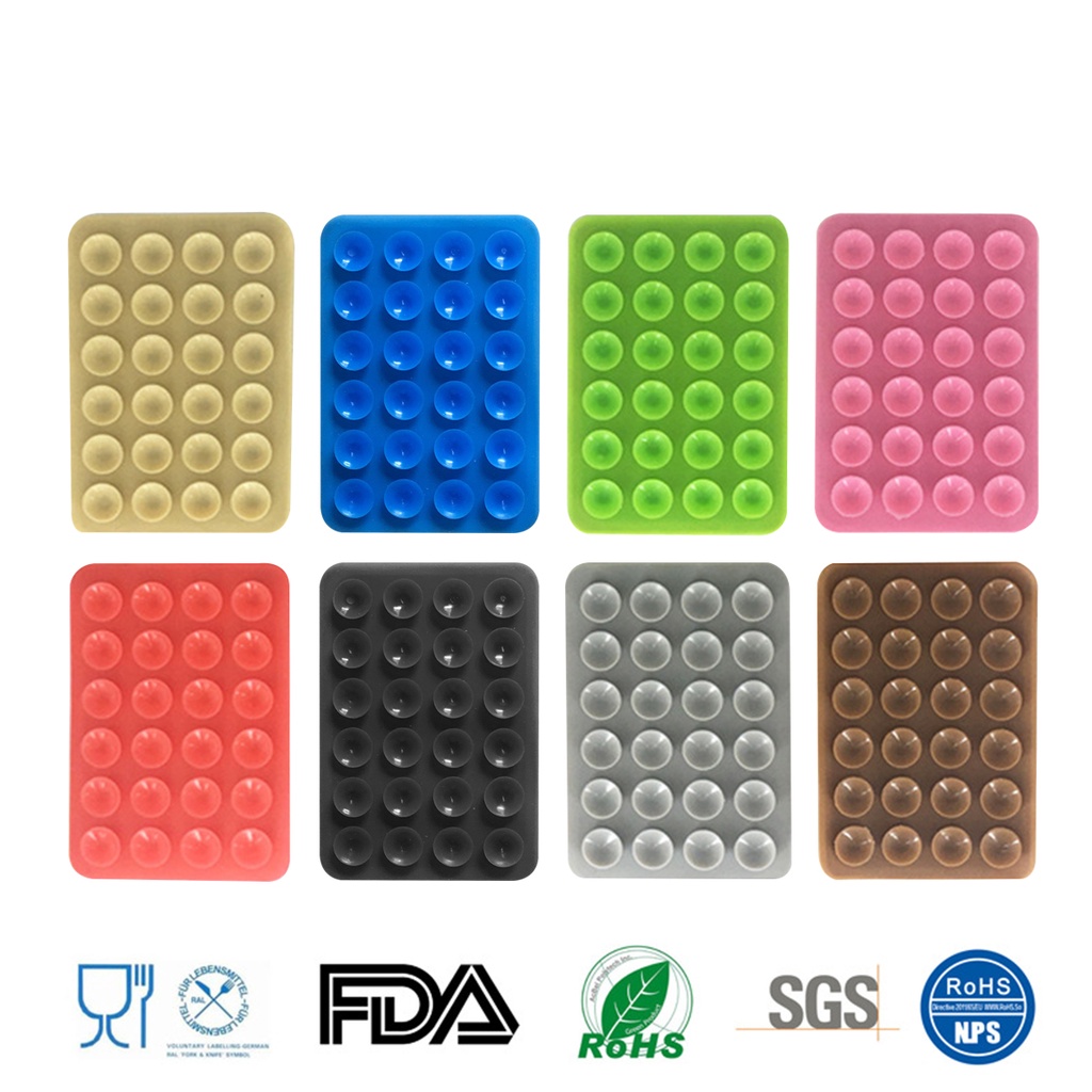 Bộ 5 Miếng Dán Đỡ Điện Thoại Bằng Silicon Trơn Mượt Có Giác Hút Gắn Tường / Kính / Gạch Men / Điện Thoại