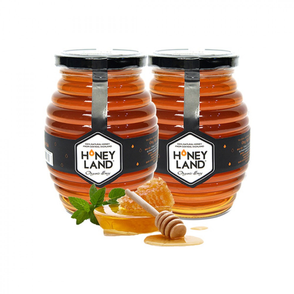 Combo 2 hũ mật ong rừng hoa Xuyến Chi HONEYLAND tổng 1000g mật ong thiên nhiên nguyên chất