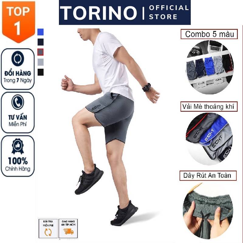 [𝐂𝐎𝐌𝐁𝐎 𝟑-𝟓] Quần đùi nam 𝐄𝐂𝐇𝐓, quần short tập gym, thể thao nam thoáng mát, co giãn tốt