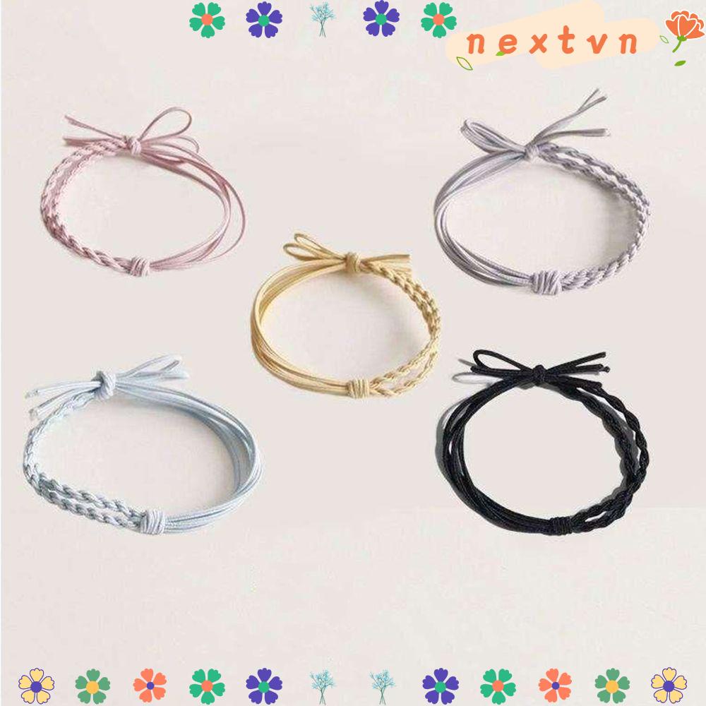 Dây buộc tóc 4 trong 1 dệt tay độ co giãn cao đơn giản cho nữ