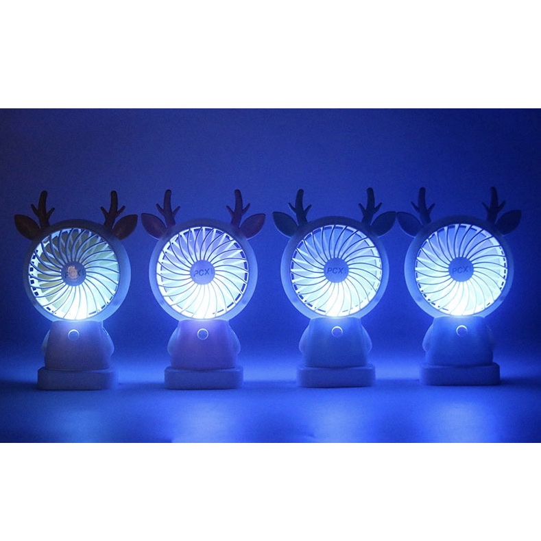 🌬Quạt mini tích điện cầm tay có đèn sáng, quạt để bàn có tai cute ( tặng kèm dây sạc) | BigBuy360 - bigbuy360.vn