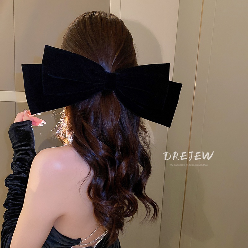 DREJEW Kẹp tóc kiểu nơ bằng vải nỉ siêu lớn thời trang sáng tạo cá tính