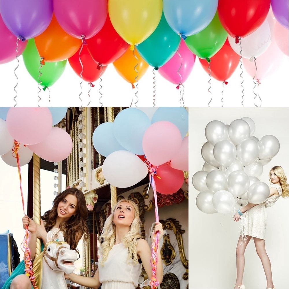 Set 50 bóng bay cao su ánh ngọc trai chất lượng cao 12 inch 2.8gm dùng trang trí tiệc cưới / sinh nhật