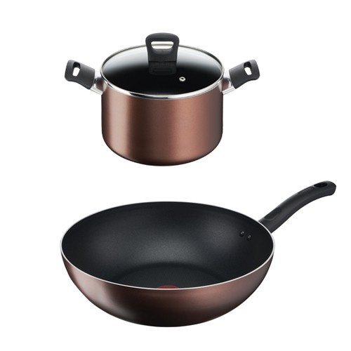 Combo Tefal Day By Day Nồi thân cao 22cm &amp; Chảo xào 26cm