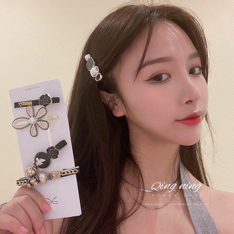 Set 5 Kẹp Tóc Tiểu Thư Sang Chảnh Màu Đen