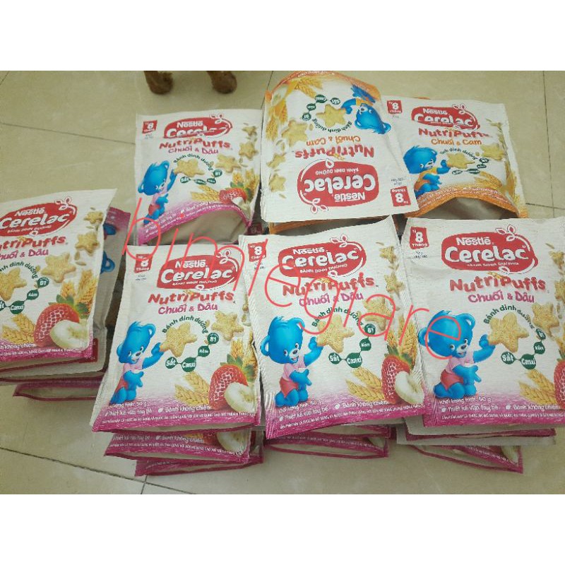 Bánh ăn dặm Nestle' Cerelac vị chuối cam/chuối dâu gói 50gr (date t1/22)