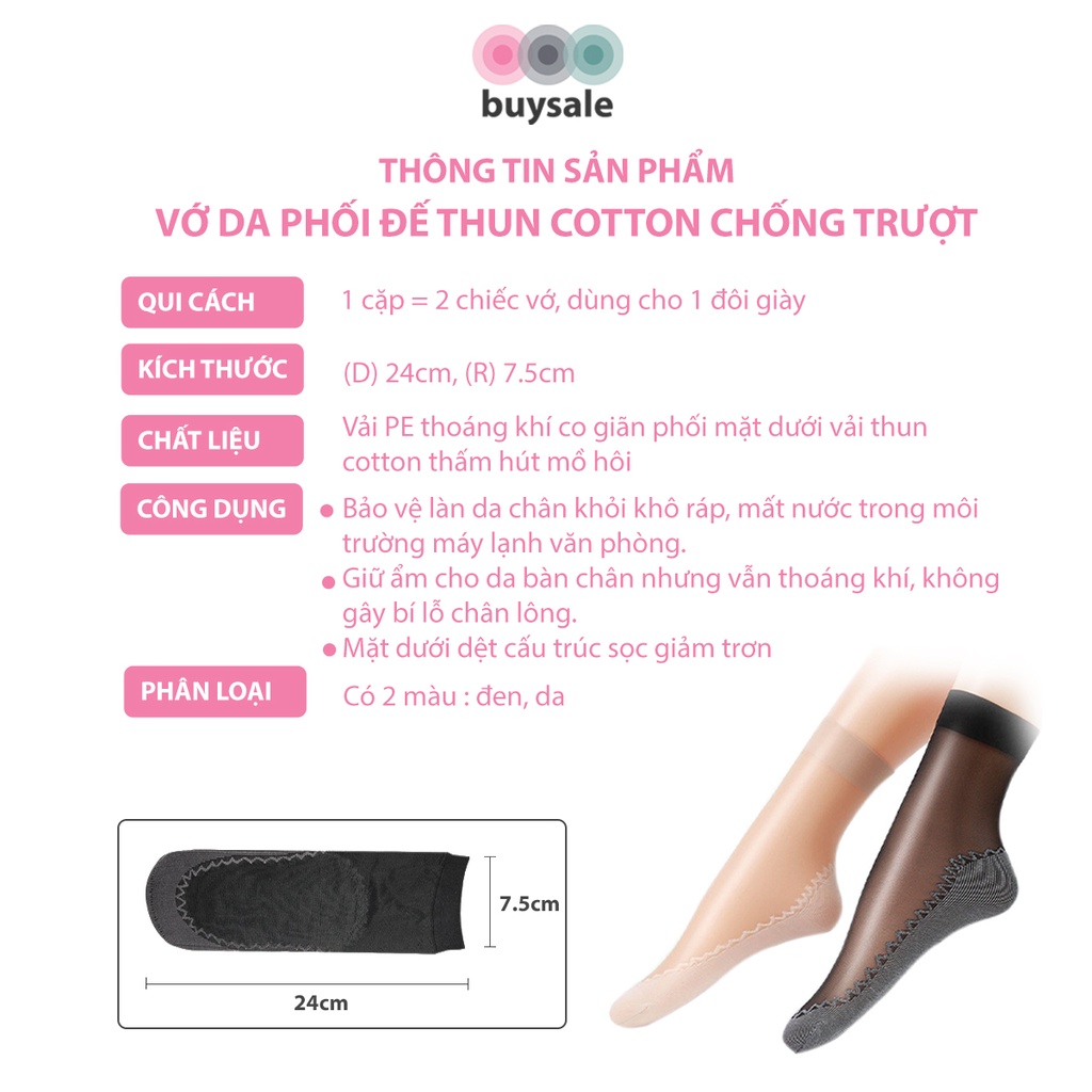 Vớ da mặt đế dày bằng cotton chống trơn trượt bảo vệ làn da chân khỏi khô ráp - Buysales - BSPK249