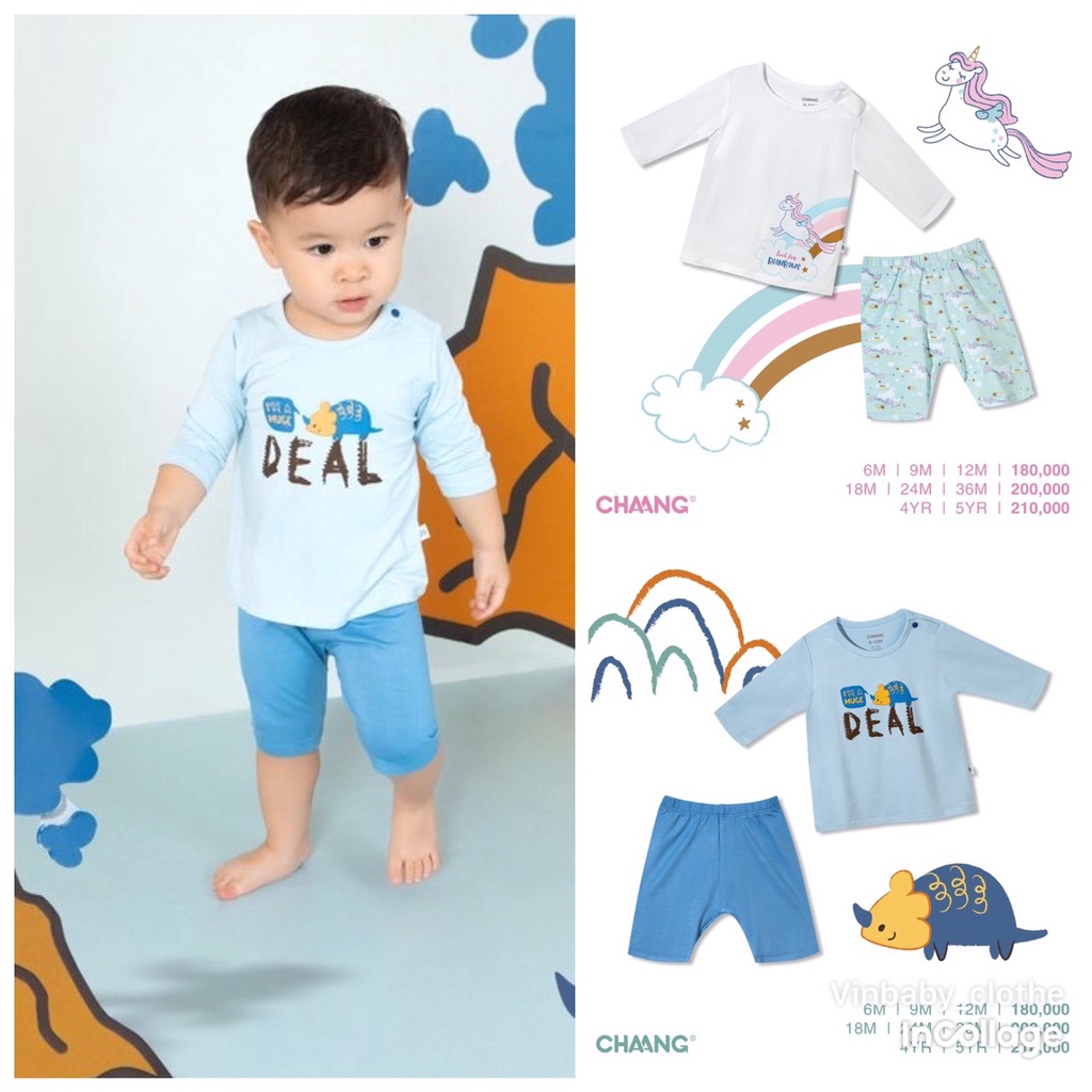 Chaang Bộ lửng cúc vai cho bé trai, bé gái chất cotton dành cho bé từ 3 tháng đến 5 tuổi AW2021