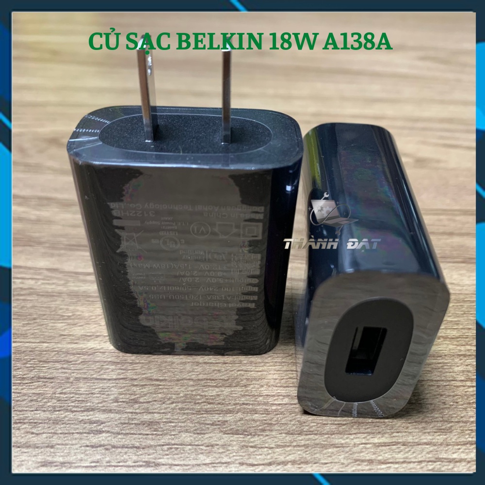 Củ Sạc Nhanh BELKIN 18W - A138A Chính Hãng, Tiêu Chuẩn M.F.I Của áp pồ, Nobox, Mới 100%, Bảo Hành 12 Tháng