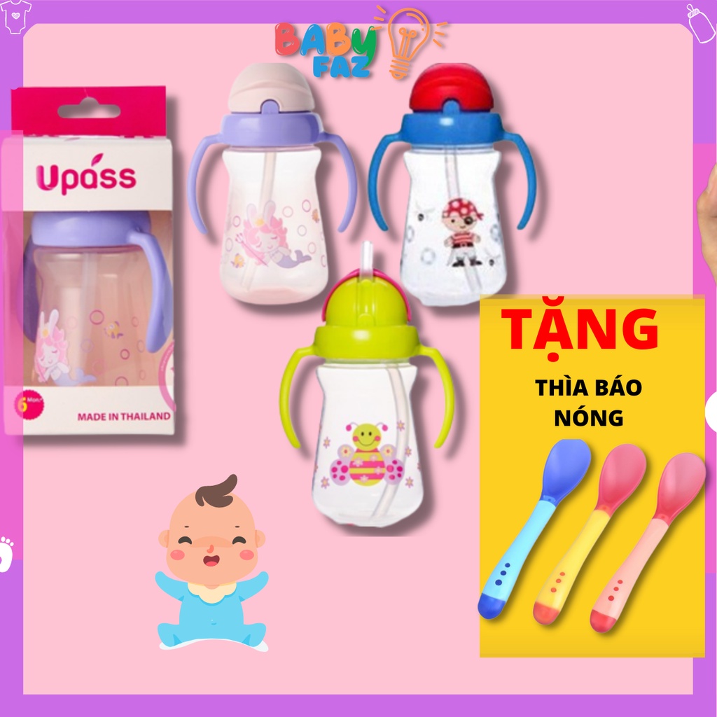 Bình uống nước cho bé chống sặc, bình tập uống nước cho bé có 2 tay cầm upass 150ml