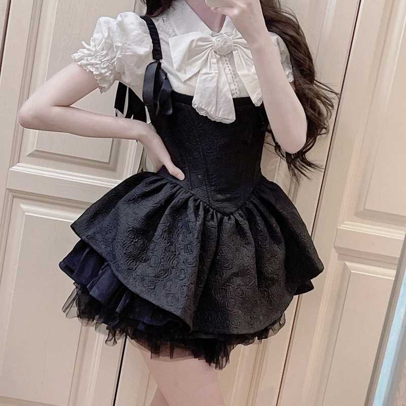 Đầm Xòe Công Chúa Hai Dây Màu Đen Thời Trang Mùa Hè Cho Nữ