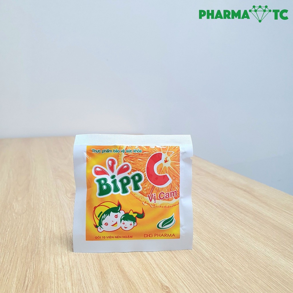 Bipp C vị cam, viên ngậm bổ sung vitamin C, tăng sức đề kháng, gói 10 viên ngậm - PharmaOTC