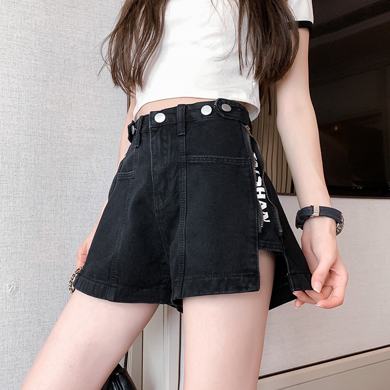 NZN Quần Short Denim Lưng Cao Ống Rộng Thiết Kế Mới Thời Trang Mùa Hè Dành Cho Nữ