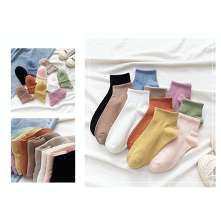 vớ trơn cổ trung màu pastel