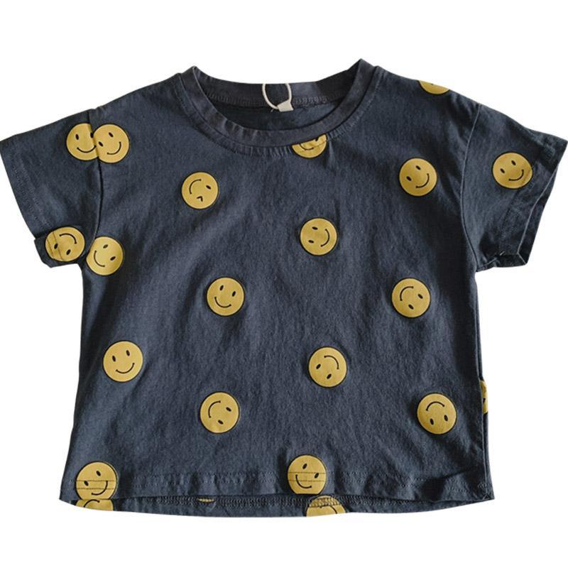 Áo Thun Tay Ngắn Dáng Rộng In Hình Mặt Cười Phong Cách Hàn Quốc Thời Trang Mùa Hè Mới