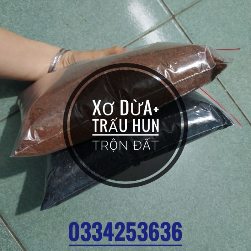 20 combo xơ dừa + trấu hun trộn đất trồng cây