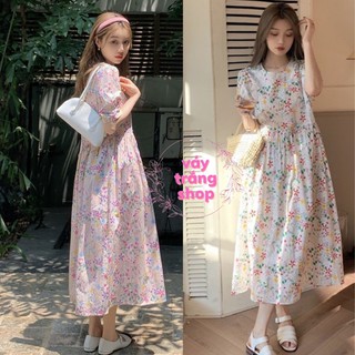 Váy babydoll hoa nhí chất liệu thô mềm mát 2 màu hồng, trắng đẹp chuẩn ảnh Váy Trắng Shop