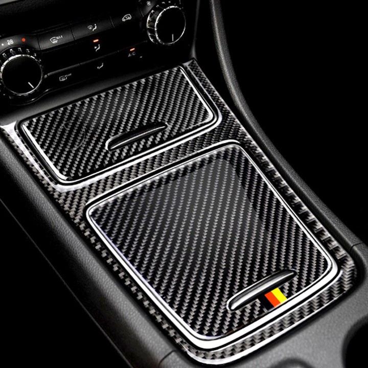 Bộ Miếng Dán Carbon Dán Trang Trí Hốc Để Đồ Trước Xe Mercedes-Benz GLA / CLA / A-Level