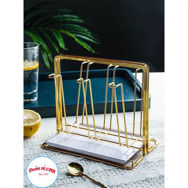 Khay úp cốc mạ vàng kèm khay hứng thiết kế hiện đại, chắc chắn-Giá úp cốc tiện lợi, dễ vệ sinh -Buôn Rẻ 01518