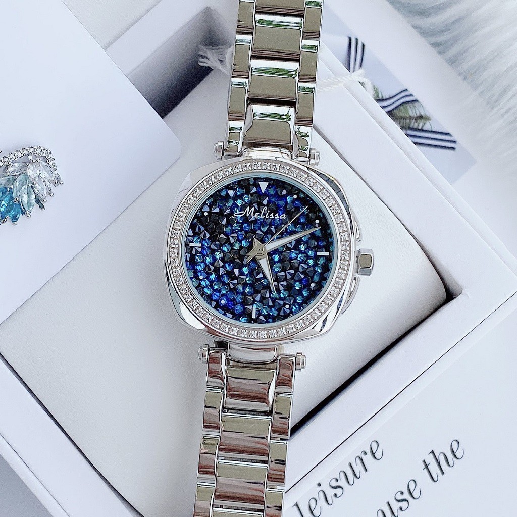 Đồng Hồ Nữ Melissa Silver Mặt Đá Xanh Chính Hãng 35mm