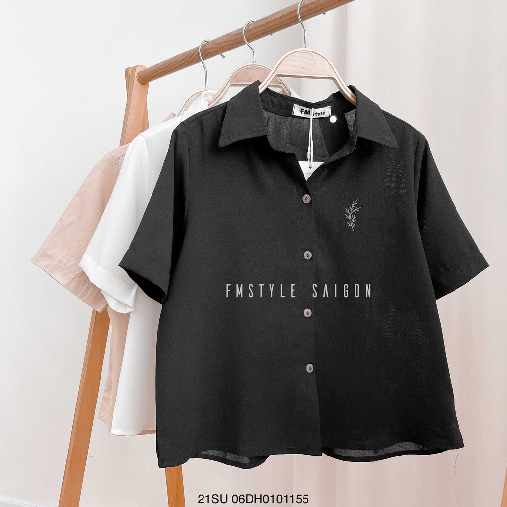 Áo sơ mi tay ngắn VM STYLE thêu cành cây ulzzang thời trang nữ 21SU06DH0101