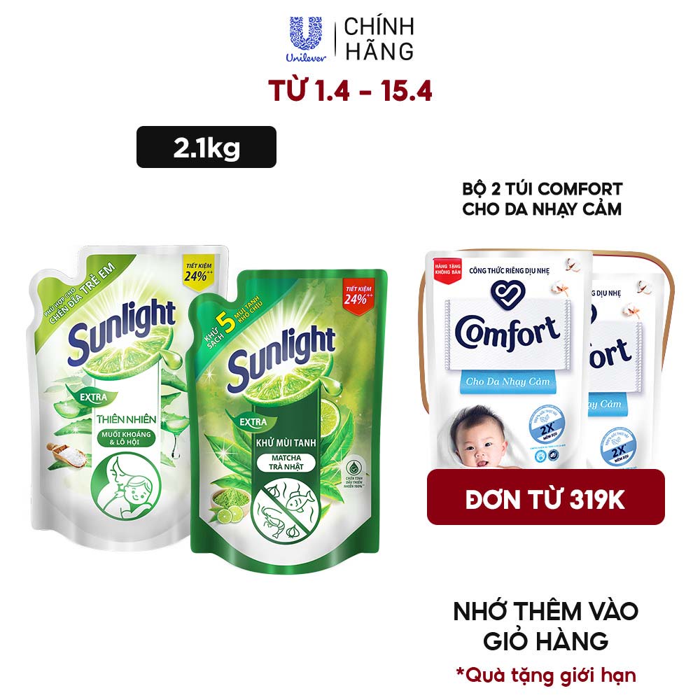 Nước rửa chén Sunlight Thiên nhiên 2.1kg (Túi)