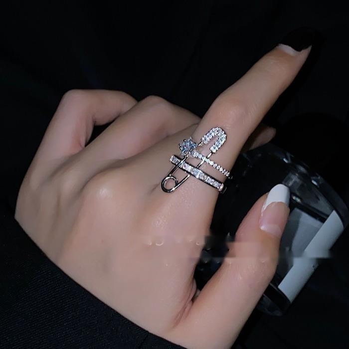 Nhẫn Hở Hai Lớp Phong Cách hip hop Hàn Quốc Thời Trang Cho Nữ