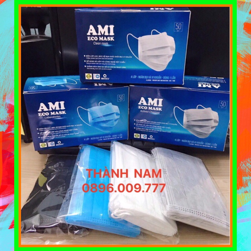 Khẩu Trang AMI- Hộp 50 cái Khẩu trang y tế 4 lớp chuẩn hiệu AMI