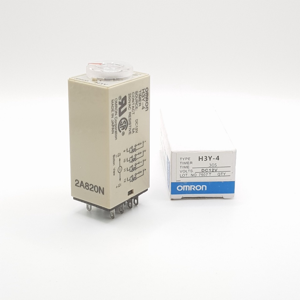 Rơ le 12V 30 giây, Relay thời Gian Timer Omron H3Y-4 14P 12V, H3Y-4, rơ le thời gian