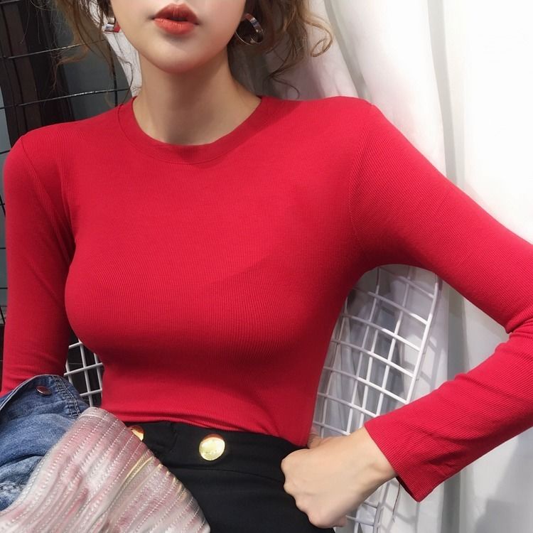 [ Mã 11FASHIONSALE1 giảm 10K đơn 50K ] Áo Thun 95% Cotton Tay Dài Màu Sắc Đơn Giản Dành Cho Nữ | BigBuy360 - bigbuy360.vn