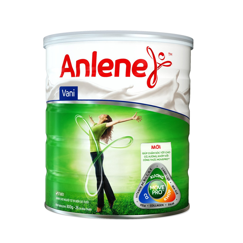 [Mã GRO1BAYNHAY10 giảm 50K đơn 668K] Sữa Bột Anlene Movepro Hương Vanilla lon 800g (từ 19 đến 45 tuổi)