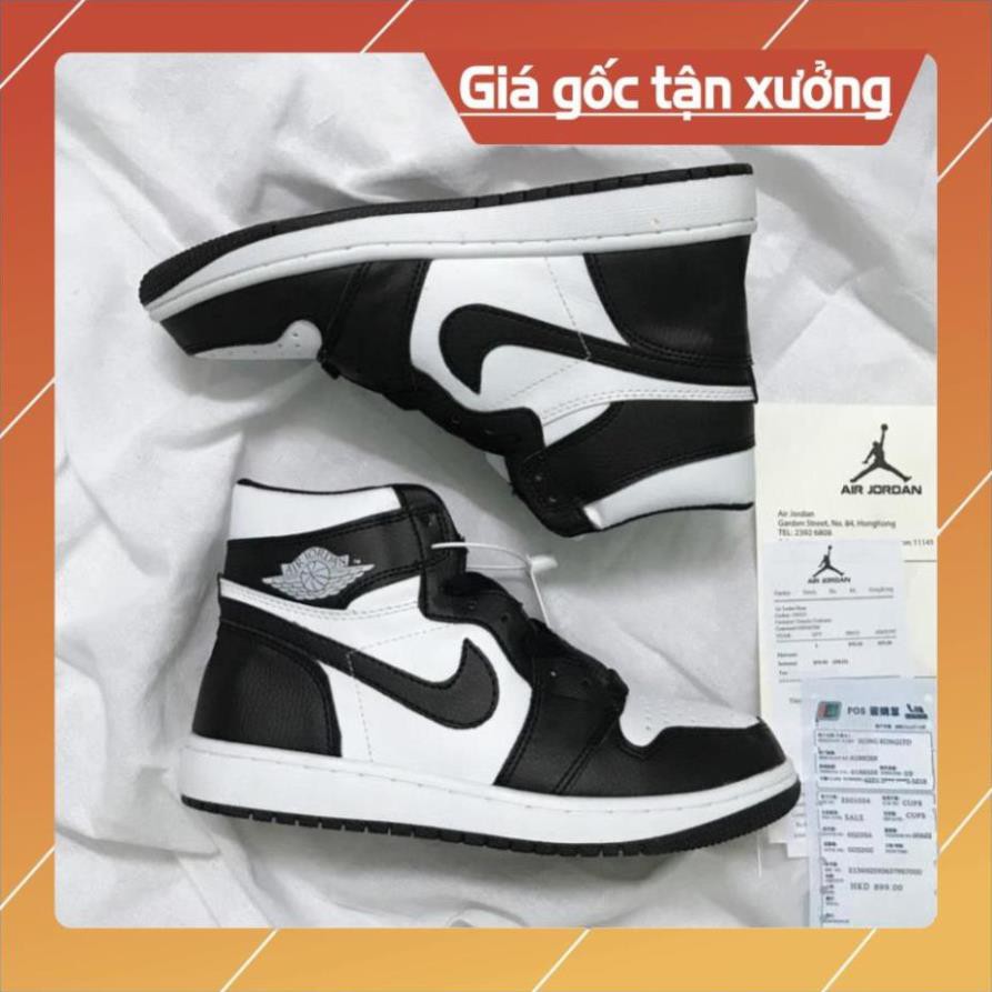 [FreeShip+ Hàng Xịn] Giày Jordan 1 panda đen trắng High, Giày JD1 Panda Cổ Cao Đen Trắng, Giày Da Bò Full Size