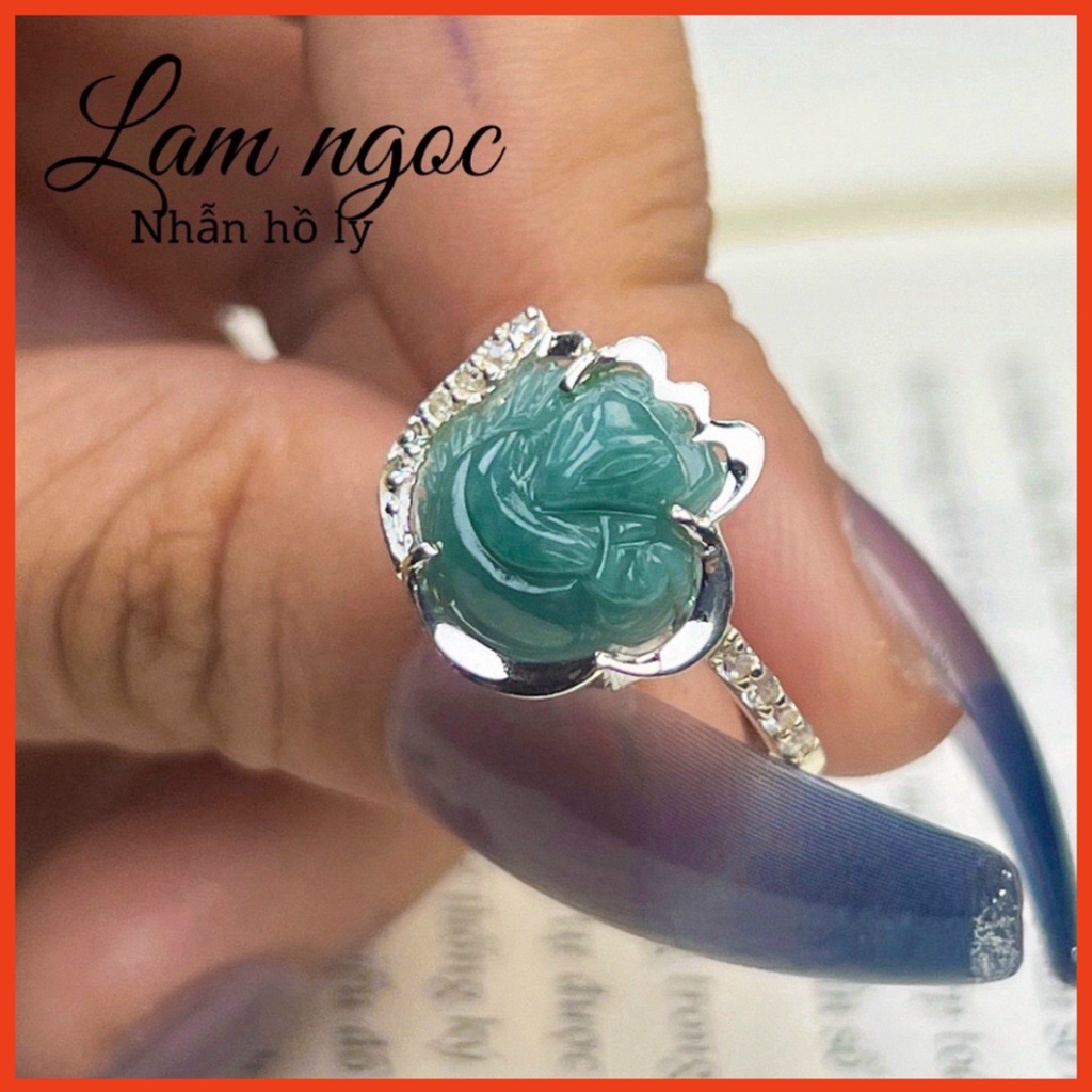 Mẫu bestseller Nhẫn hồ ly bọc bạc đá lam màu xanh mang lại sự may mắn , giữ gìn hạnh phúc gia đình Mẫu hot
