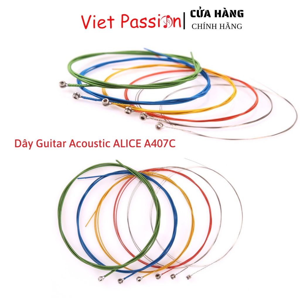 Dây đàn guitar acoustic Alice A407C chính hãng dây sắt nhiều màu sắc cầu vồng vietpassion