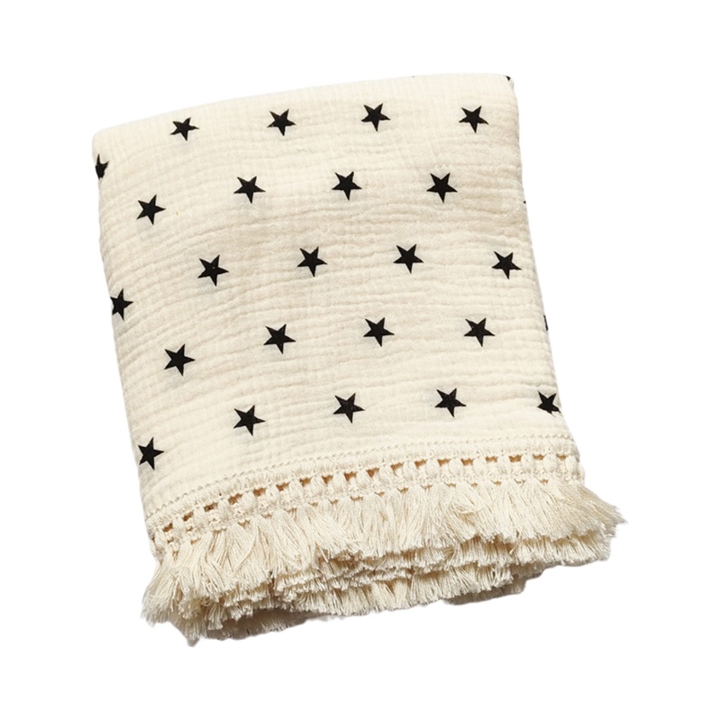 Chăn Quấn Em Bé Bằng Cotton Trơn Phối Tua Rua Dùng Làm Đạo Cụ Chụp Ảnh