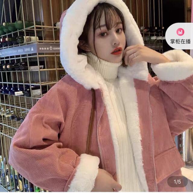 Áo Khoác Nhung Lót Lông Túi Trước 🦋 Áo Đại Hàn 2 Lớp Khóa Kéo Có Mũ 3 Màu 🦋