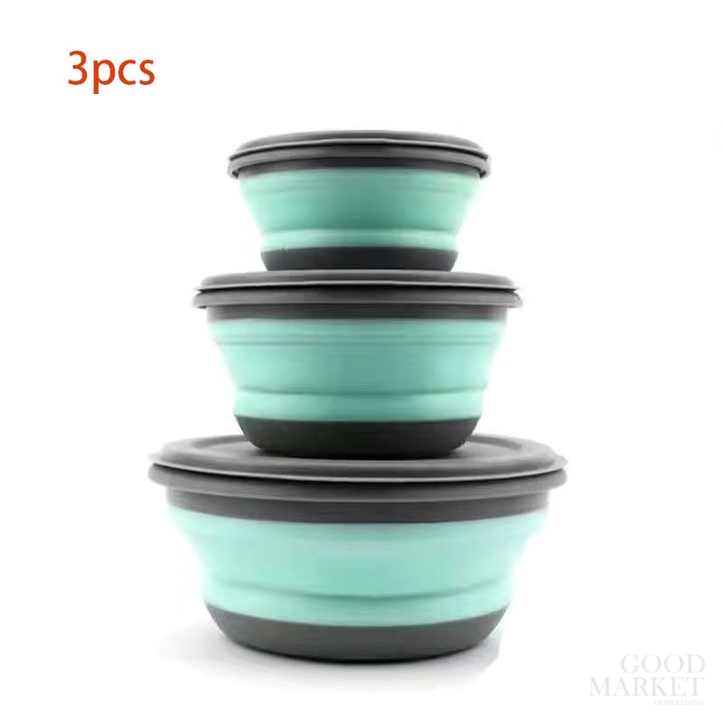 Bộ 3 Hộp Đựng Thức Ăn Bằng Silicone Có Thể Gấp Gọn Tiện Dụng