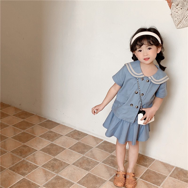 Set váy áo thiết kế cho bé gái 12-42kg Kiddy Sun V126 tiểu thư đáng yêu, chất liệu cao cấp