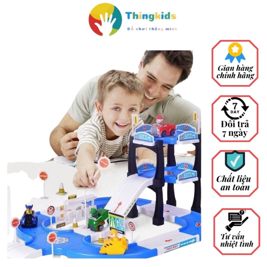 Đồ chơi mô hình biệt đội 4 chú chó cứu hộ bãi đậu xe parking lot - Thingkids