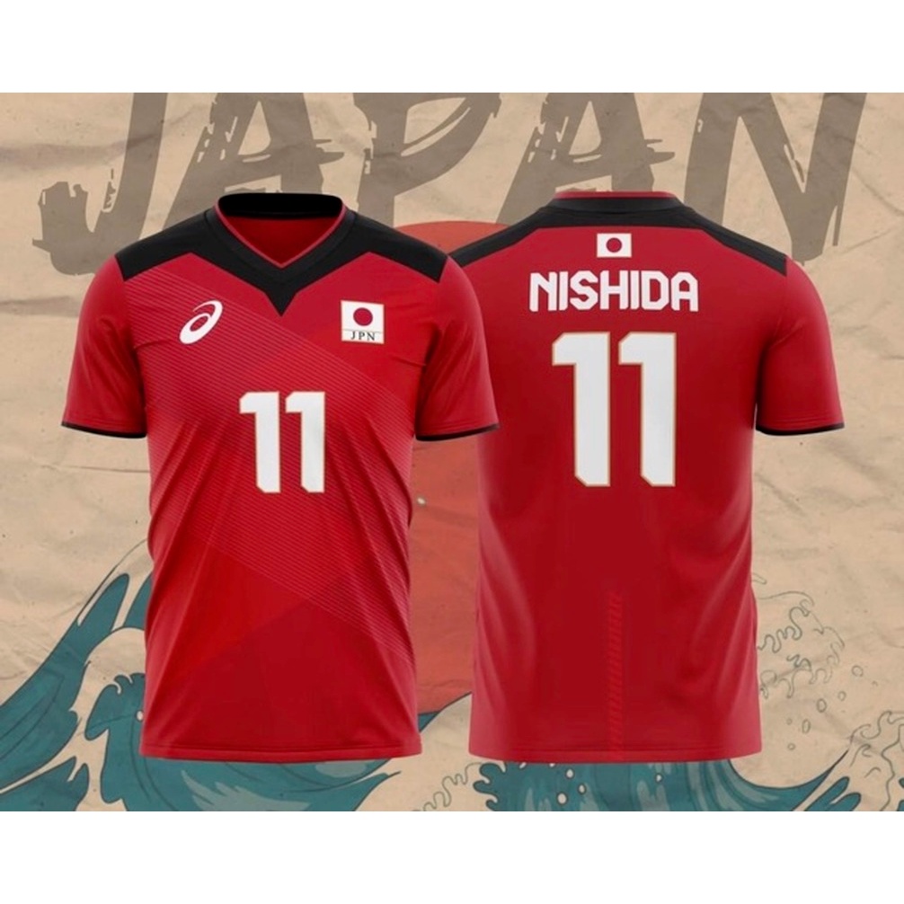 Áo thun bóng chuyền đội tuyển Nhật Bản cao cấp tùy chọn họa tiết