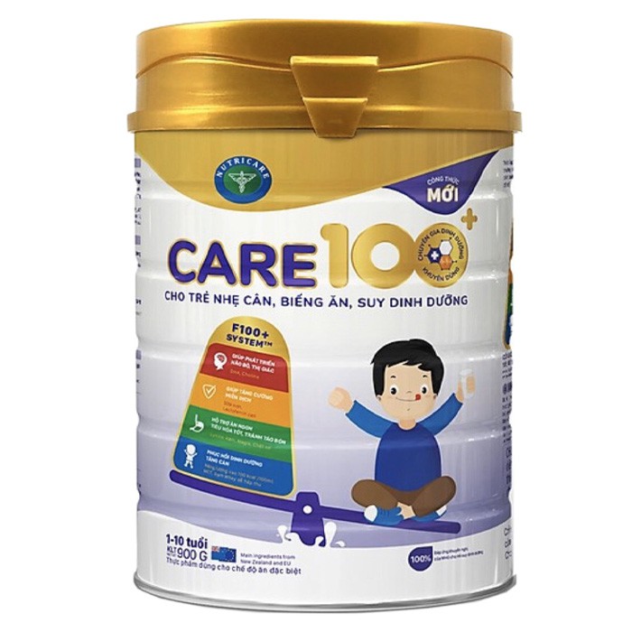 Sữa bột Care 100+ cho trẻ nhẹ cân, biếng ăn, suy dinh dưỡng loại 900g mẫu mới