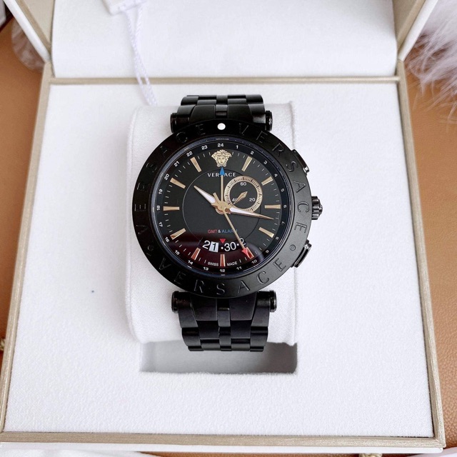 Đồng hồ nam Versace GMT Alarm Black Plated Men's Watch