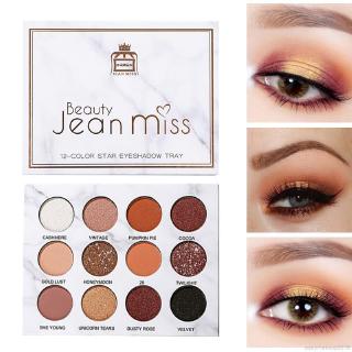 [Hàng mới về] Bảng phấn mắt 12 màu lì ánh kim vỏ màu đá hóa hoa JEAN MISS