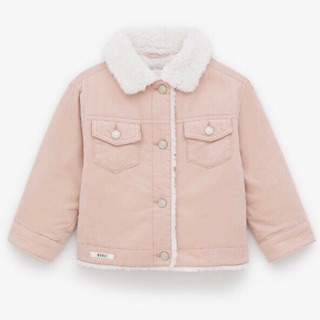 Áo khoác nhung lót lông cừu bé gái Zara xuất