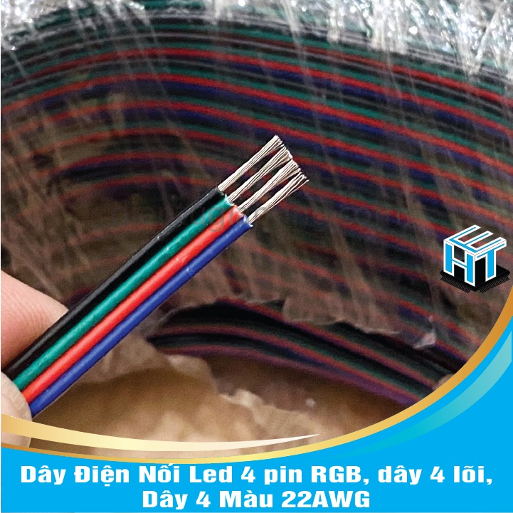 1 Mét Dây Điện Nối Led 4 pin RGB, dây 4 lõi, Dây 4 Màu 22AWG