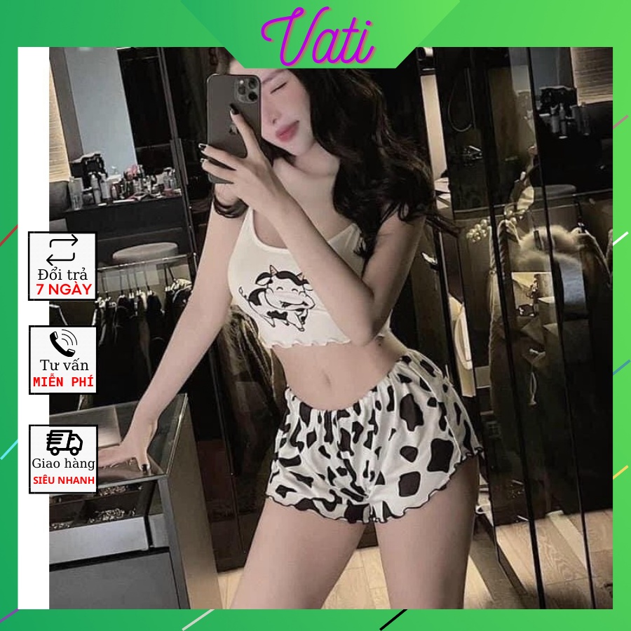 Đồ bộ hoạt hình form rộng Unisex BỘ BÒ SỮA QUẦN TRẮNG Freesize dành cho nam nữ Molly Fashion