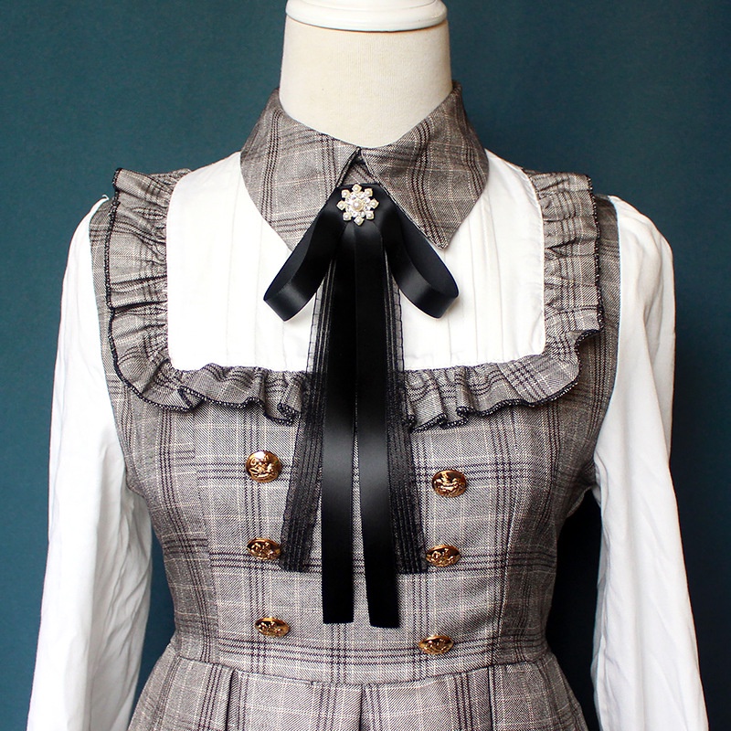 Cà Vạt Nơ Ren Màu Đen Phong Cách Vintage Dành Cho Nữ