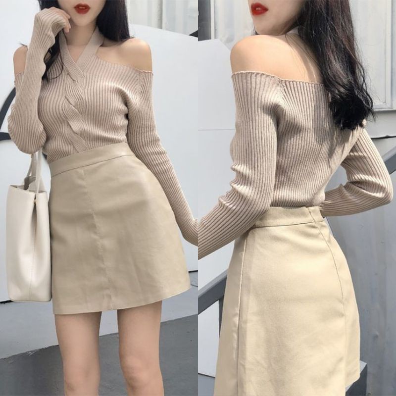 Women Sexy Long Sleeved Off-shoulder Knitwear Sweater | BigBuy360 - bigbuy360.vn