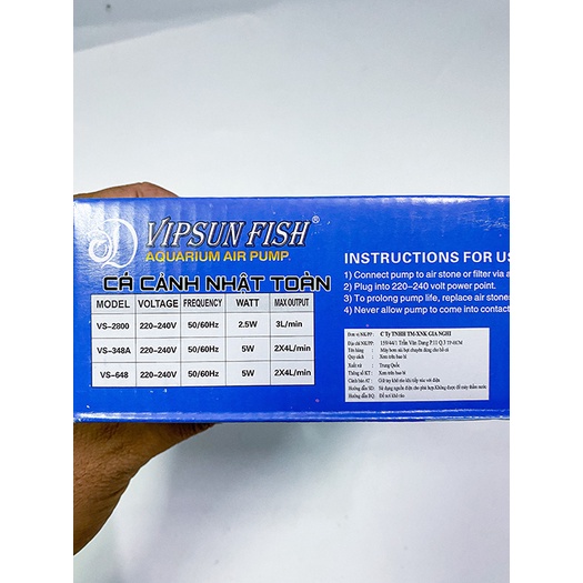 MÁY TẠO OXY 2 VÒI 5W TẶNG 2 CỤC SỦI VÀ 2 MÉT DÂY OXY VIPSUN VS348A